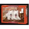 Image de Puzzle 1000 pièces Chiots Samoyède disent Bonjour Castorland 105137