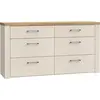 Image de Commode - NELLEKE - 6 tiroirs - Sable / bois - L156,3 x P41,3 x H83,1 cm