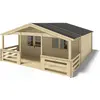 Image de Abri de jardin en bois - 6x5 m + terrasse avec balustrade et avant-toit en bois - 42 m2 - DOM747+DOM553+DOM555+POD04 - ALTANKA