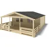 Image de Abri de jardin en bois - 6x5 m + terrasse avec balustrade et avant-toit en bois - 48 m2 - DOM747+DOM556+DOM558+POD04 - ALTANKA