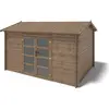 Image de Abri de jardin en bois - 12m2 - 4x3m - Traité - Ep. 28mm - Couleur: marron - DOM677 - ALTANKA