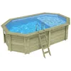 Image de Piscine En Bois Nemo 5.79 X 3.49 - H.1.45 M Avec Plage, Bleu Pâle, Fixations À Sceller