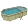 Image de Piscine En Bois Nemo 7.3 X 3.97 - H.1.45 M Avec Plage, Gris Clair, Cadre En Métal - Sans Dalle
