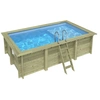 Image de Piscine En Bois Aqua 4.65 X 2.85 - H.1.24 M Avec Plage, Bleu Pâle, Fixations À Visser