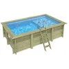 Image de Piscine En Bois Aqua 4.65 X 2.85 - H.1.24 M Avec Plage, Bleu Pâle, Cadre En Métal - Sans Dalle