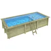 Image de Piscine En Bois Aqua 6.1 X 2.85 - H.1.31 M Avec Plage, Bleu Pâle, Fixations À Sceller