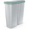 Image de MONZANA® Double poubelle cuisine 2x25 litres 2 compartiments couvercle bouton corbeille papier bureau déchetstri sélectif recyclage gris-vert