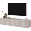Image de Selsey Telire Buffet TV suspendu taupe Façades à lamelles 140 cm