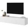 Image de Selsey Telire Buffet TV suspendu Blanc Façades à lamelles 140 cm