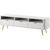 Image de Selsey Oval - Buffet TV avec 3 compartiments ouverts et 3 tiroirs, blanc