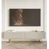 Image de Selsey VELDIO - Armoire TV, Gris beige taupe avec structure en métal doré, 175 cm