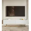 Image de Selsey VELDIO - Armoire TV, Blanc avec cadre métallique doré, 175 cm