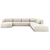 Image de Canapé D'Angle Droit Panoramique 6 Places En Velours Beige Clair