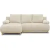 Image de Canapé 3 places MIKA, convertible en lit et avec espace de rangement, revêtement en velours texturé beige, surface de couchage de 130 x 210 cm