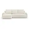 Image de Canapé d'angle MILO, 4 à 5 places, avec espace de rangement, revêtement beige texturé bouclé, convertible en lit d'appoint de 140x200 cm, 100% polyester, Oeko-Tex Standard 100