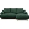 Image de Canapé d'angle droite convertible - 3 places - MIKA - Tissu velours côtelé vert foncé - Coffre de rangement - 192 x 84 x 93