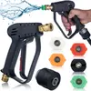 Image de Rosfix Pistolet Nettoyeur Haute Pression   5000 PSI | Filetage M22-14, Raccord Rapide 1/4" | Compatible Kärcher Click | Jeu de 5 Buses