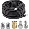 Image de Rosfix Kit MultiConnect 15M - Tuyau de Nettoyage de Canalisations 1/4" 155 bar, 2 Buses d'égout, 3 Adaptateurs | 15 m | Pression Max. 529 bar | 60 °C