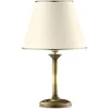 Image de Lampe De Table Jupiter Laiton Patiné Abat-jour Écru E27