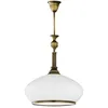 Image de Suspension Rétro Laiton Patiné, Globe Blanc E27 Jupiter