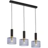 Image de Suspension Noir-or 77 Cm 3 Verres Fumés E27 Vanes Jupiter