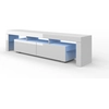 Image de Armoire TV 190 cm Blanc BRILLANT avec éclairage LED