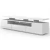 Image de Meuble TV EVA 180 cm, table basse double plateau, blanc mat / blanc brillant (avec éclairage LED)
