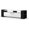 Image de Lowboard Armoire TV Livia 160 cm Commode TV Table Sideboard Hi-Fi Étagères Noir brillant Mat Blanc brillant