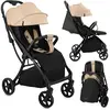 Image de MoMi PAOLA - Poussette de voyage compacte à pliage automatique, roues enPolyuréthane& suspension à 4 roues, dossier réglable & repose-pieds, jusqu'à 22 kg - Beige
