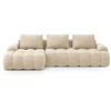Image de Canapé-lit D'Angle Gauche Avec Coffre 3 Places Velours Beige Clair