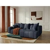 Image de Bobochic - Canapé D'Angle L Convertible Coffre Roxelane Tissu Bouclette Angle Droit Bleu Foncé