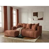 Image de Bobochic - Canapé D'Angle L Convertible Coffre Roxelane Tissu Bouclette Avec Pouf Angle Droit Orange