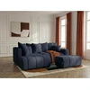 Image de Bobochic - Canapé D'Angle L Convertible Coffre Roxelane Tissu Bouclette Avec Pouf Angle Gauche Bleu Foncé