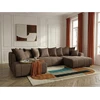 Image de Bobochic - Canapé Panoramique Convertible Roxelane Tissu Bouclette Angle Droit Marron