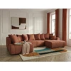 Image de Bobochic - Canapé Panoramique Convertible Roxelane Tissu Bouclette Angle Droit Orange