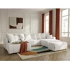 Image de Bobochic - Canapé Panoramique Convertible Roxelane Tissu Bouclette Avec Pouf Angle Droit Blanc