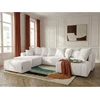 Image de Bobochic - Canapé Panoramique Convertible Roxelane Tissu Bouclette Avec Pouf Angle Gauche Blanc