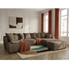 Image de Bobochic - Canapé Panoramique Convertible Roxelane Tissu Bouclette Avec Pouf Angle Droit Marron