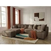 Image de Bobochic - Canapé Panoramique Convertible Roxelane Tissu Bouclette Avec Pouf Angle Gauche Marron
