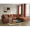 Image de Bobochic - Canapé Panoramique Convertible Roxelane Tissu Bouclette Avec Pouf Angle Droit Orange