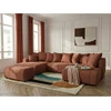 Image de Bobochic - Canapé Panoramique Convertible Roxelane Tissu Bouclette Avec Pouf Angle Gauche Orange
