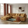 Image de Bobochic - Canapé Panoramique Convertible Roxelane Tissu Bouclette Avec Pouf Angle Gauche Jaune