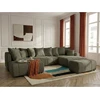 Image de Bobochic - Canapé Panoramique Convertible Roxelane Tissu Bouclette Avec Pouf Angle Droit Vert