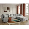 Image de Bobochic - Canapé Panoramique Convertible Roxelane Tissu Bouclette Avec Pouf Angle Droit Gris Clair