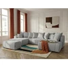 Image de Bobochic - Canapé Panoramique Convertible Roxelane Tissu Bouclette Avec Pouf Angle Gauche Gris Clair