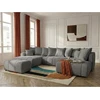 Image de Bobochic - Canapé Panoramique Convertible Roxelane Tissu Bouclette Avec Pouf Angle Gauche Gris Foncé
