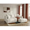 Image de Bobochic - Canapé D'Angle L Convertible Coffre Roxelane Tissu Chiné Avec Pouf Angle Gauche Blanc