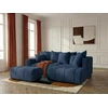 Image de Bobochic - Canapé D'Angle L Convertible Coffre Roxelane Tissu Chiné Avec Pouf Angle Droit Bleu Foncé