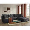 Image de Bobochic - Canapé Panoramique Convertible Roxelane Tissu Chiné Avec Pouf Angle Droit Gris Foncé