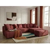 Image de Bobochic - Canapé Panoramique Convertible Roxelane Tissu Bouclette Avec Pouf Angle Droit Rouge